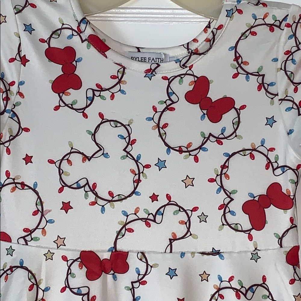 NWT Disney Christmas Lights Holiday Dress Rylee Faith 5 Minnie Mickey Design - Picture 3 of 9